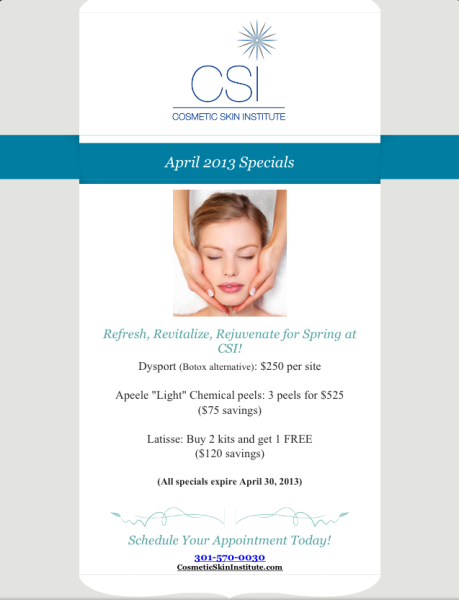 April Specials - Cosmetic Skin Institute | Skin Care in Washington DC ...